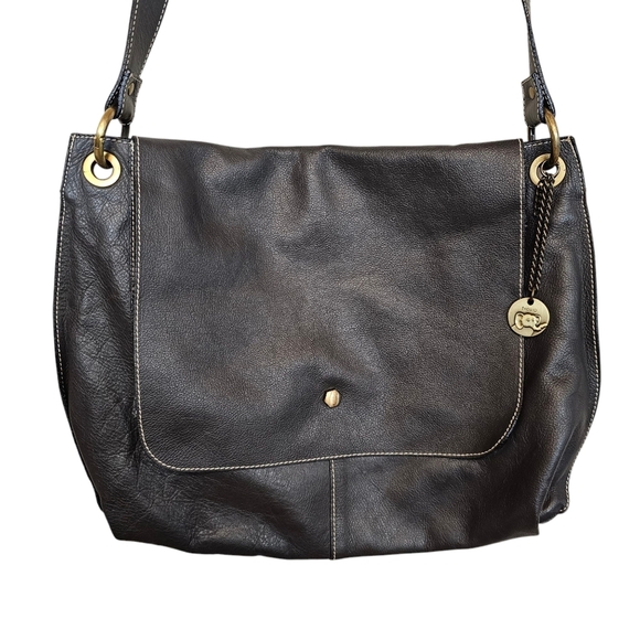 LIKE NEW Flvorio Leather Italian Made Floppy Large Crossbody Bag - Picture 3 of 9